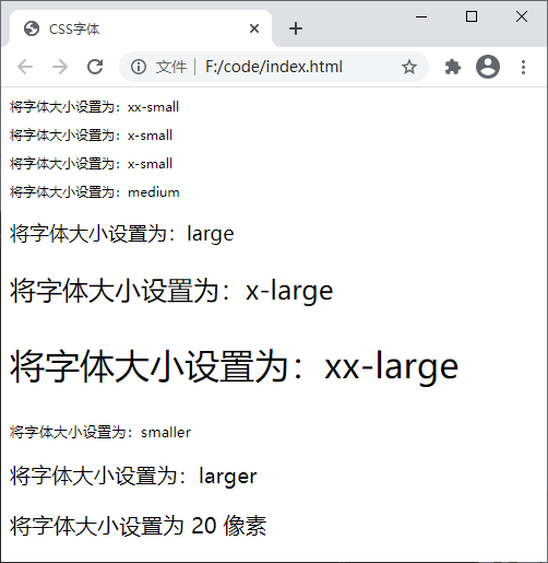 font-size 属性演示